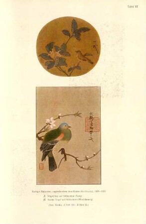 Tafel VI. [Huitsung, Vögelchen auf Zweig. - Huitsung, bunter Vogel auf Zweig]