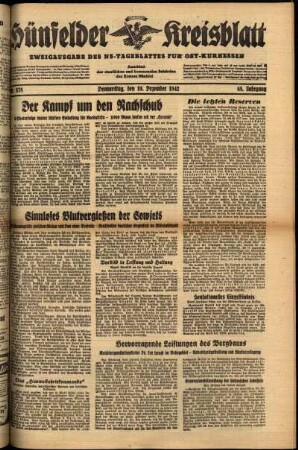Ausgabe vom Donnerstag, den 10. Dezember 1942.