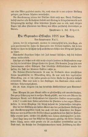 Die September-Offensive 1915 vor Arras.