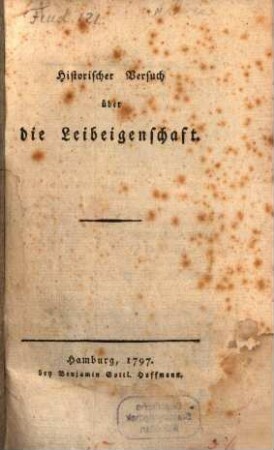 Historischer Versuch über die Leibeigenschaft