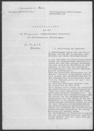 Hörvelsingen: Pfarrbericht 1941