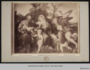 Heilige Familie mit Johannes dem Täufer und Tobias als Knaben, geführt von Erzengel Raffael