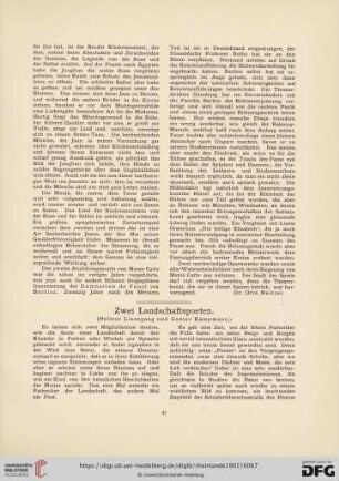 Zwei Landschaftspoeten : (Helmut Liesegang und Gustav Kampmann)