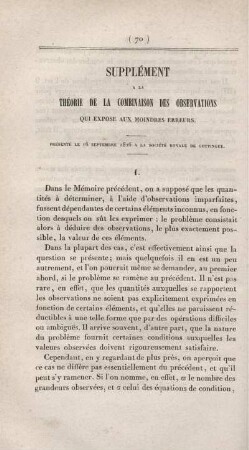 Supplément A La Théorie De La Combinaison Des Observations Qui Expose Aux Moindres Erreurs.