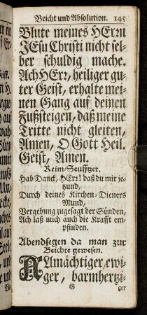 Abendsegen da man zur Beichte gewesen.