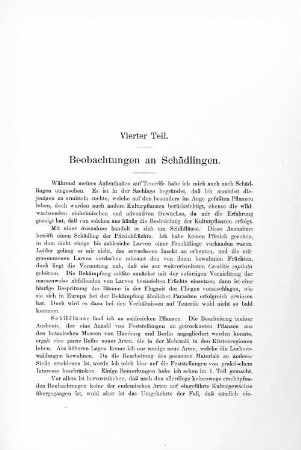 Vierter Teil. Beobachtungen an Schädlingen.