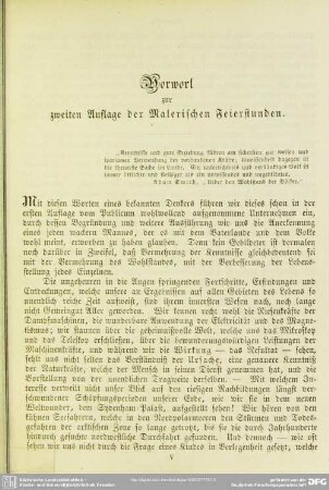 Vorwort zur zweiten Auflage der Malerischen Feierstunden