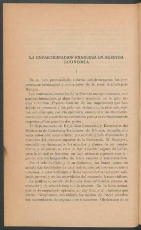 La coparticipación francesa en nuestra economía