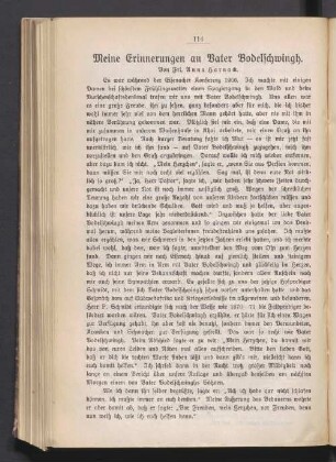 Meine Erinnerungen an Vater Bodelschwingh