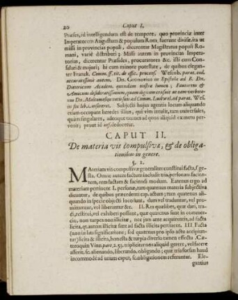 Caput II. De materia vis compulsivæ, & de obligationibus in genere.