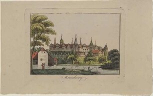Das Schloss in Merseburg (Sachsen-Anhalt) über die Saale gesehen