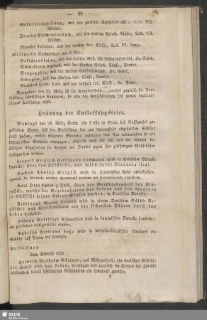 Ordnung der Entlassungsfeier