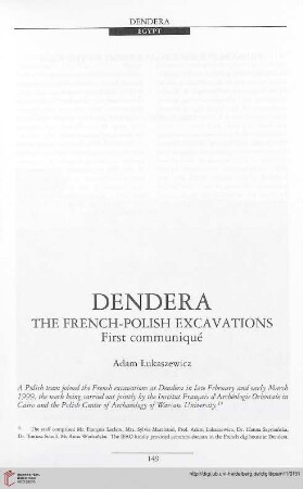 11: Dendera : the French-Polish excavations - first communiqué
