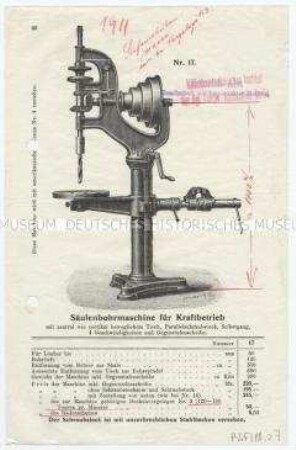 Säulenbohrmaschine für Kraftbetrieb
