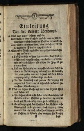 Einleitung: Von der Lehrart überhaupt