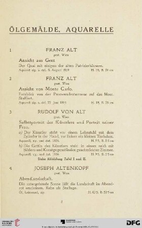 Ölgemälde, Aquarelle (Nr. 1-118)