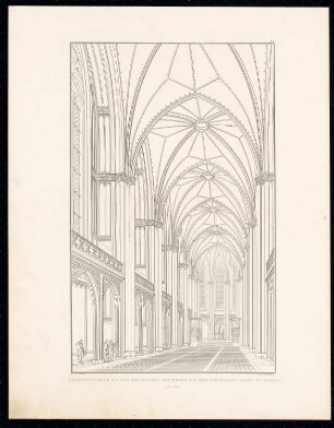 Friedrichswerdersche Kirche, Berlin: Perspektivische Innenansicht (aus: Sammlung Architektonischer Entwürfe, Berlin 1858)