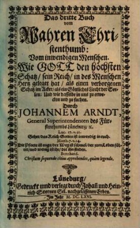 Vier Bücher Vom wahren Christenthumb, 3