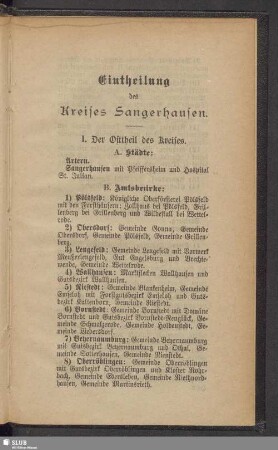 Eintheilung des Kreises Sangerhausen