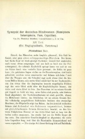 Synopsis der deutschen Blindwanzen (Hemiptera heteroptera, Fam. Capsidae). XIV. Teil
