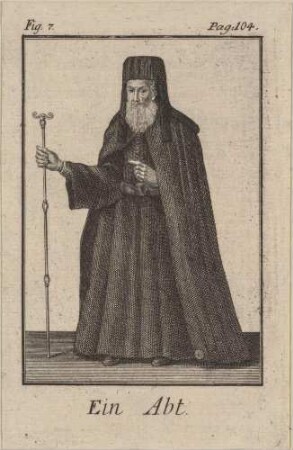 Ein Abt; Illustr. 7, S. 104, aus: Beschreibung der griechischen Kirche in der Türkey von Jacob Elsner, Berlin 1737