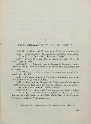 VII-VIII, I Tábua cronológica de João de Barros