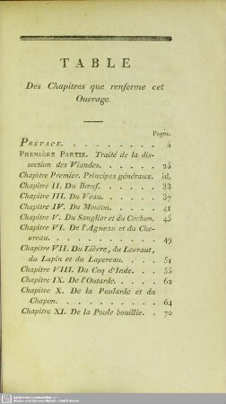 Table des Chapitres que renferme cet Ouvrage