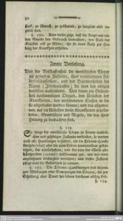 Zwote Vorlesung. Von der Beschaffenheit der menschlichen Cörper im gesunden Zustande, ...