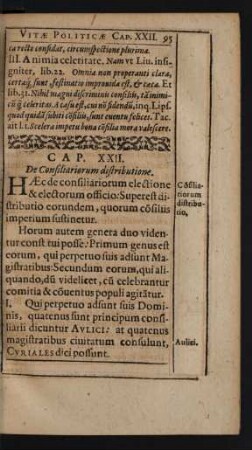 Cap. XXII. De Consiliariorum distributione.