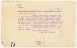 Brief an Fritz Volbach : 19.03.1926