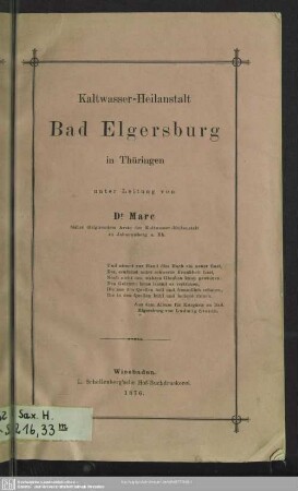 Kaltwasser-Heilanstalt Bad Elgersburg in Thüringen
