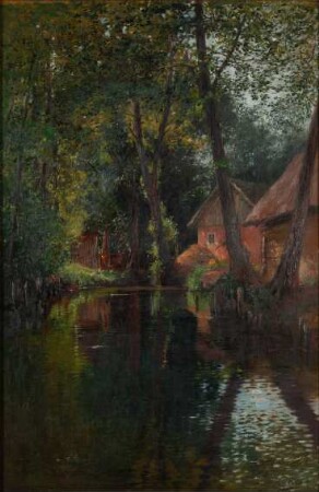 Georg Gustav Estler - Im Spreewald / Dorf Lehde