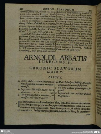 Arnoldi, Abbatis Lubencensis, Chronic. Slavorum Liber V.