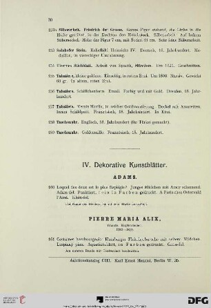 IV. Dekorative Kunstblätter (Nr. 160-410)