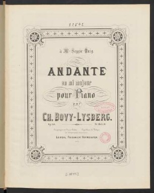 Andante en mi majeur pour piano op. 140