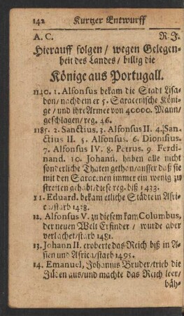 Hierauff folgen/ wegen Gelegenheit des Landes/ billig die Könige aus Portugall.