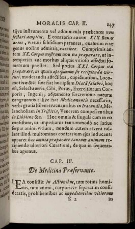 Cap. III. De Medicina Praeservante