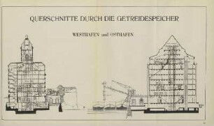 Querschnitte durch die Getreidespeicher. Westhafen und Osthafen