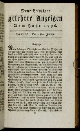 6tes Stück. Den 18ten Januar.