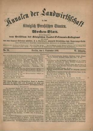 No. 36. Berlin, den 5. September 1866. VI. Jahrgang.