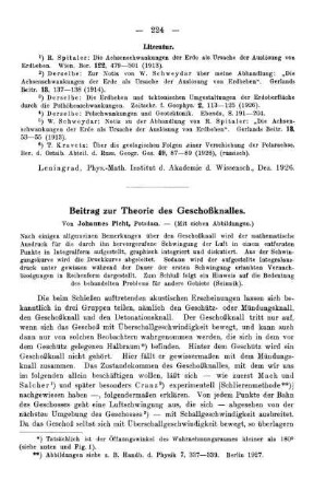 Beitrag zur Theorie des Geschoßknalles