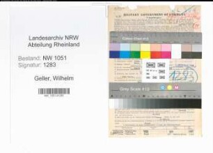 Entnazifizierung Wilhelm Geller , geb. 21.08.1909 (Arzt)