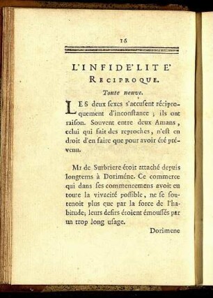 L'Infidélité Réciproque.