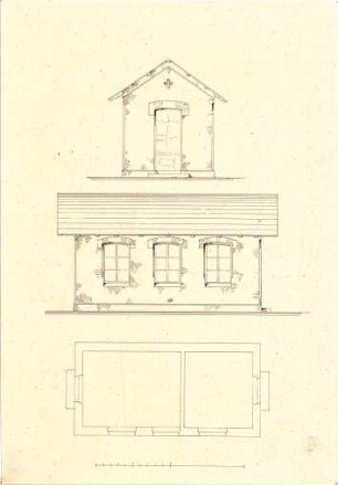Gärtner, Friedrich von; Gärtnerhaus - Grundriss, Ansichten