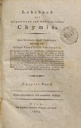 Lehrbuch der allgemeinen und medicinischen Chymie, 2