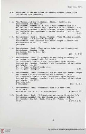 3. Arbeiten, nicht enthalten im Schriftenverzeichnis 1969