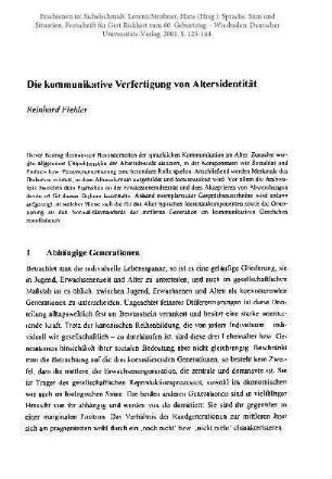 Die kommunikative Verfertigung von Altersidentität
