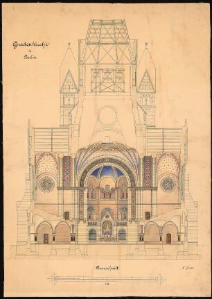 Evangelische Gnadenkirche (Augustakirche), Berlin-Mitte Ausführungsprojekt: Querschnitt