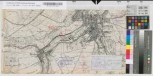 Lageplan für Aufhebung des Bahnüberganges in km 37,089 der Strecke Paderborn-Brilon-Wald und Bau eines Ersatzweges, M. 1:10.000 Stnr.: 98, Iwü, Bunr.: 7, Blnr.: 1