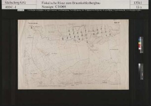 Leipziger Braunkohlengebiet mit den Resultaten der staatlichen Bohrungen; Fluren Großzössen, Kleinzössen, Haubitz, Gestewitz, Eula, Brauswig, Witznitz, Kesselshain, Dittmannsdorf, Lobstädt, Borna und Altstadt Borna